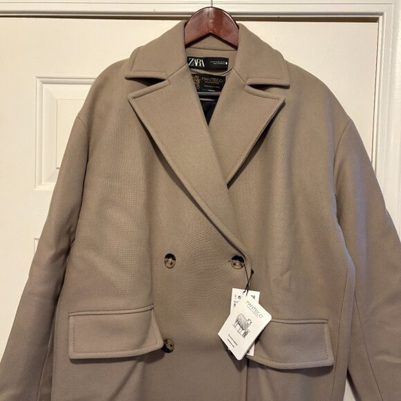 ZARA WOMEN NEW OVERSIZED DOUBLE BREASTED WOOL BLEND COAT GRAY 2578/747 X… - Picture 15 of 15